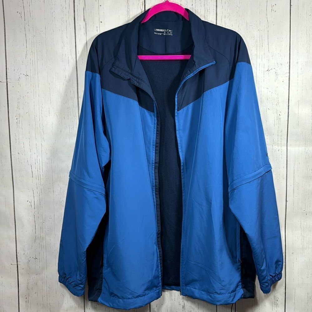 Nike Golf Mens Jacket Long Sleeve Blue XL Pockets 100% Polyester Zip Up